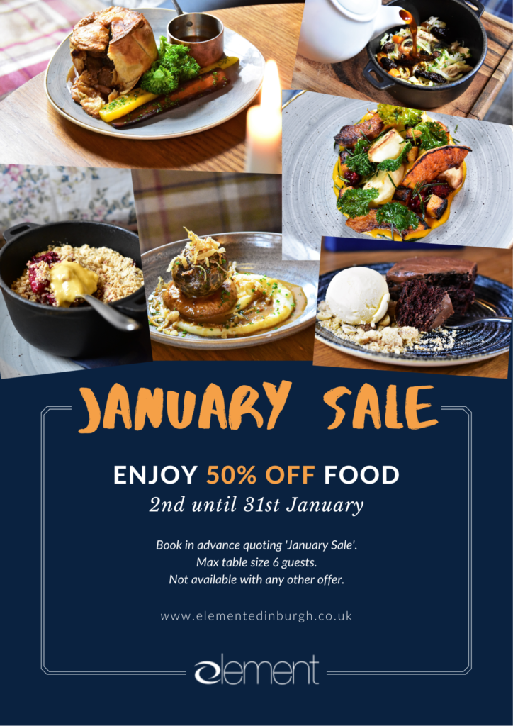 50% off food in January 2020